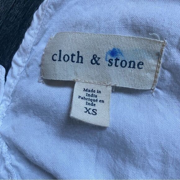 Anthropologie Top Cloth & Stone Embroidered White Minimalist XS Tencel - Picture 4 of 12